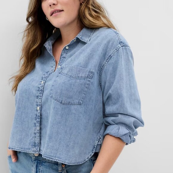 Gap Cropped Denim Shirt - Picture 4 of 7